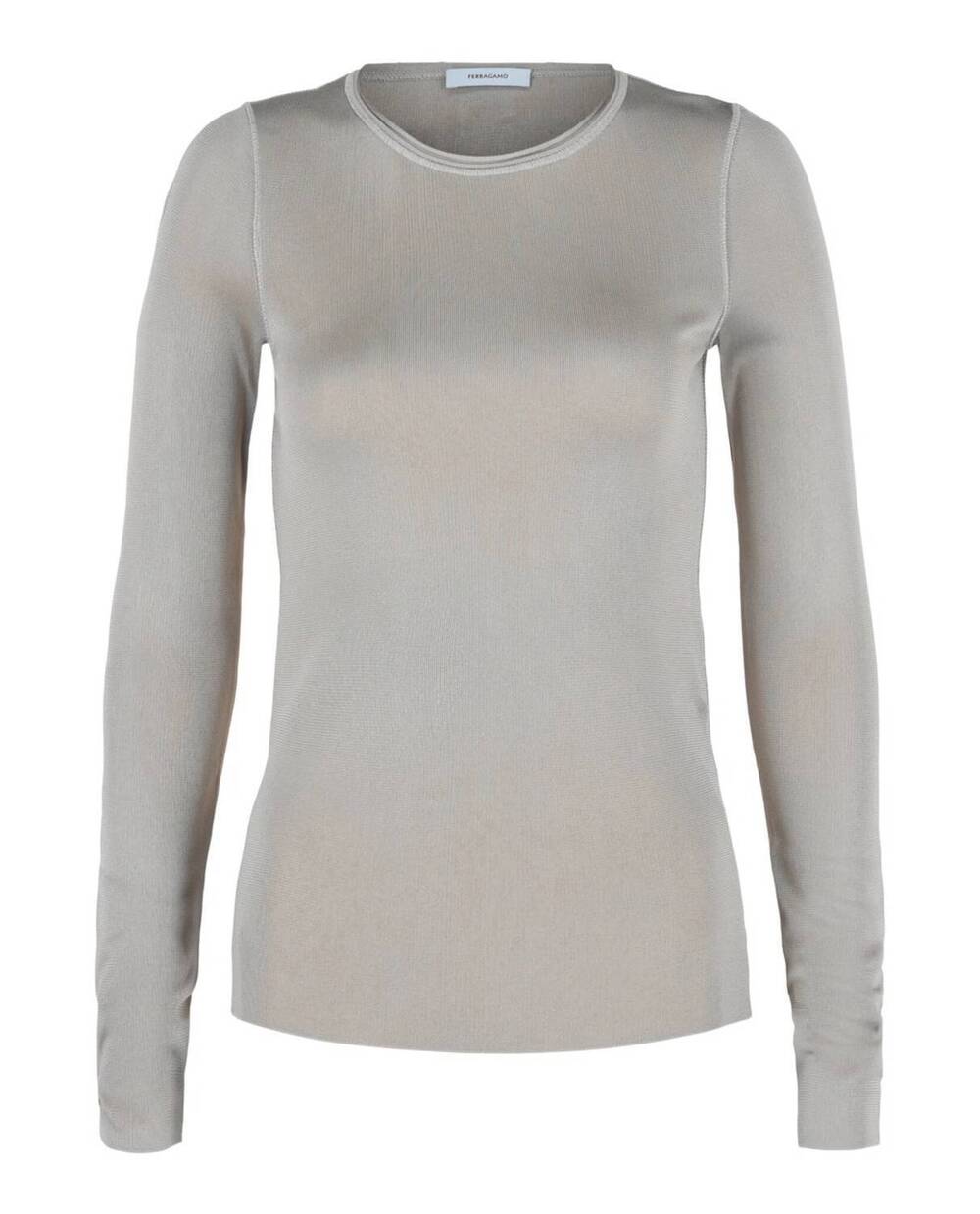 NEW SALVATORE FERRAGAMO women's long sleeve top in cement